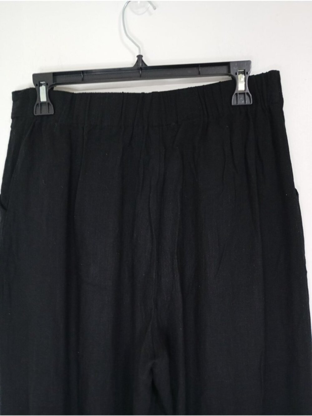 Elodie Wide-Leg Black Linen Blend Pants Button Detailing Pockets Womens Medium - Picture 7 of 12